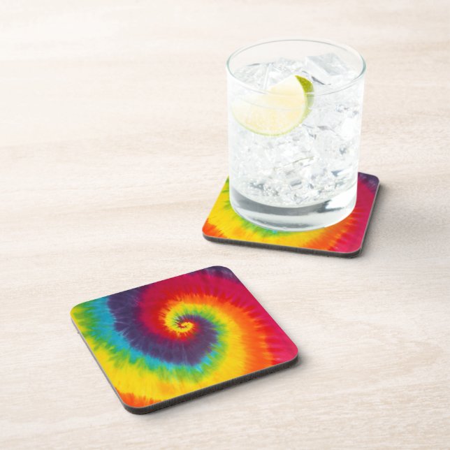Rainbow Swirl Tie Dye Groovy Cool Colourful Coaster (Right Side)