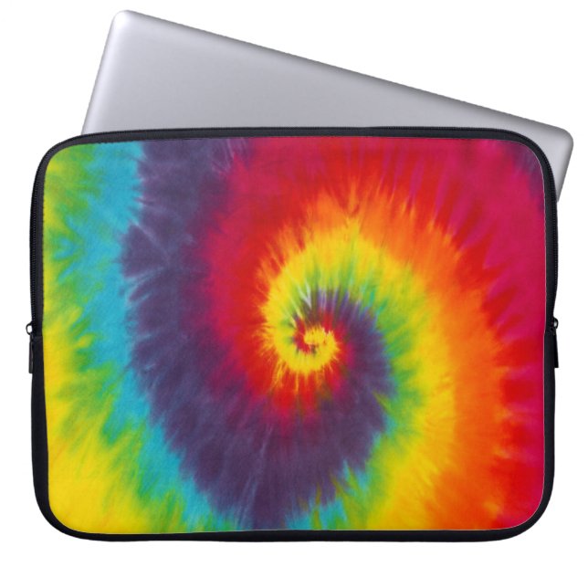 Rainbow Swirl Tie Dye Groovy Cool Colourful Laptop Sleeve (Front)