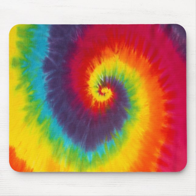 Rainbow Swirl Tie Dye Groovy Cool Colourful Mouse Mat (Front)