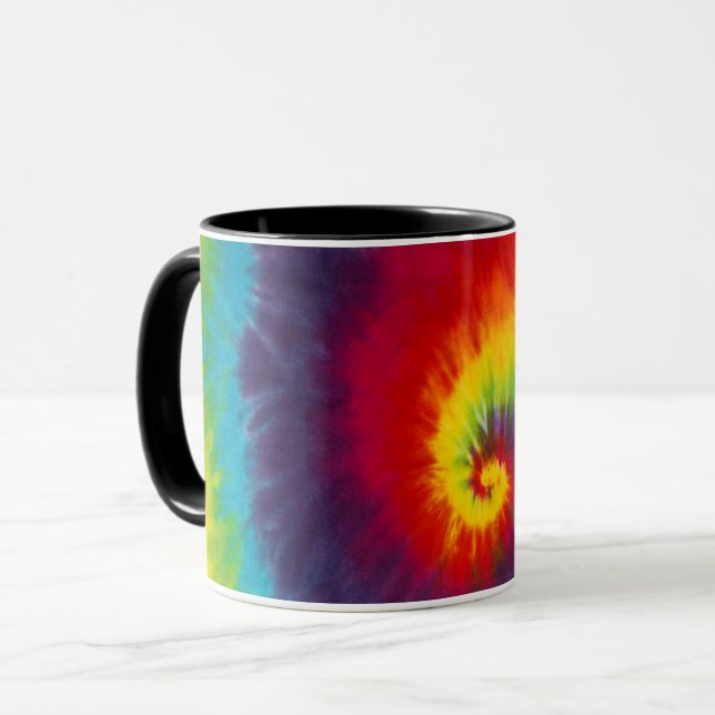 Rainbow Swirl Tie Dye Groovy Cool Colourful Mug (Front Left)