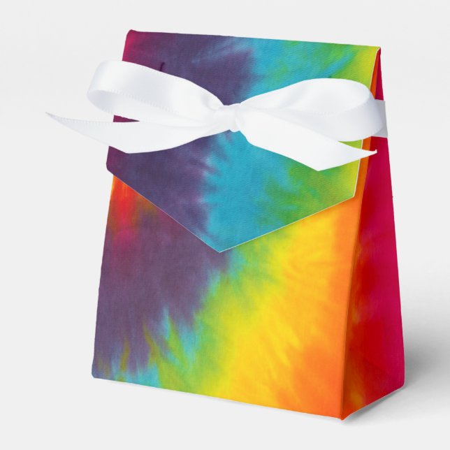 Rainbow Swirl Tie Dye Groovy Cool Colourful Party Favour Box (Front Side)