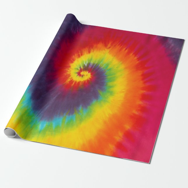 Rainbow Swirl Tie Dye Groovy Cool Colourful Wrapping Paper (Unrolled)