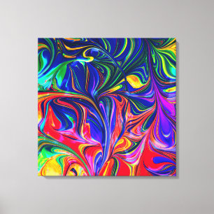 Rainbow Swirl Trippy Glow Stick Canvas Print