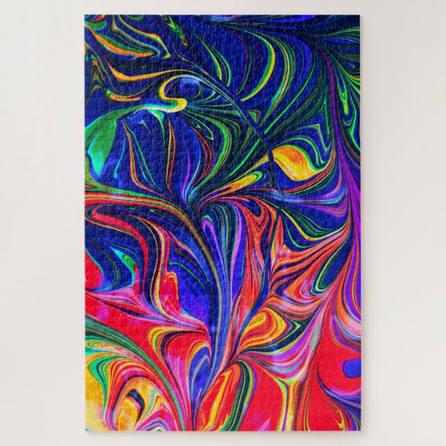 Rainbow Swirl Trippy Glow Stick Jigsaw Puzzle (Vertical)