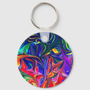 Rainbow Swirl Trippy Glow Stick Key Ring