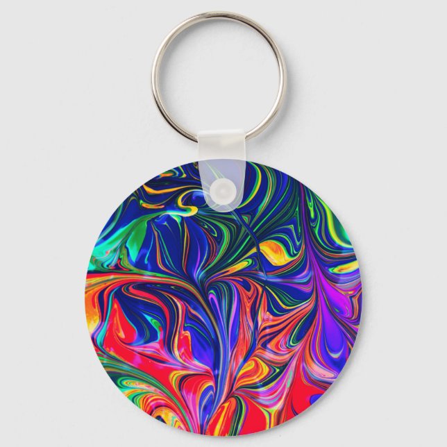 Rainbow Swirl Trippy Glow Stick Key Ring (Front)