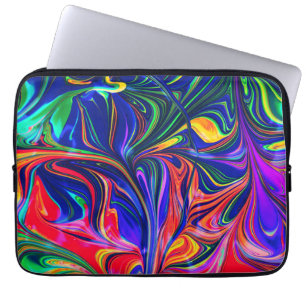 Rainbow Swirl Trippy Glow Stick Laptop Sleeve