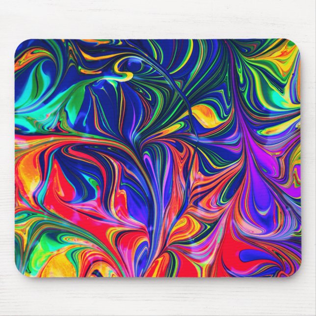 Rainbow Swirl Trippy Glow Stick Mouse Mat (Front)