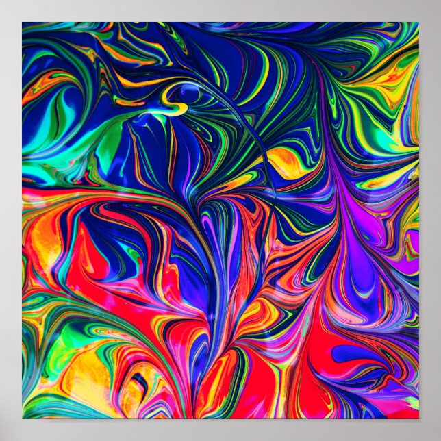 Rainbow Swirl Trippy Glow Stick Poster (Front)