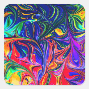 Rainbow Swirl Trippy Glow Stick Square Sticker