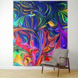 Rainbow Swirl Trippy Glow Stick Tapestry