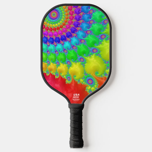 Rainbow Swirl - USA Pickle Ball approved paddle (Front)