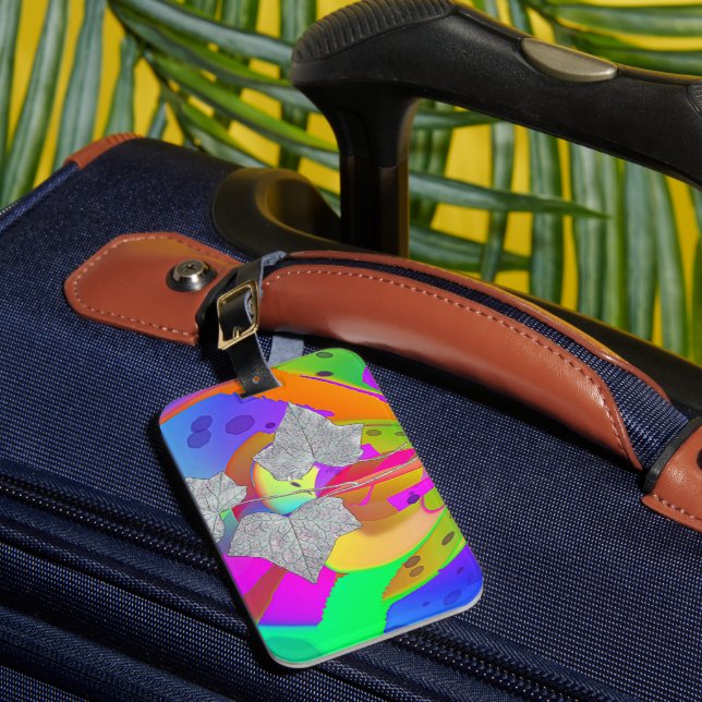 Rainbow Swirl With Leaves Luggage Tag (Front Insitu 1)