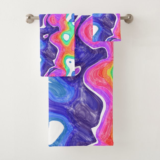Rainbow Swirls Bath Towel Set (Insitu)