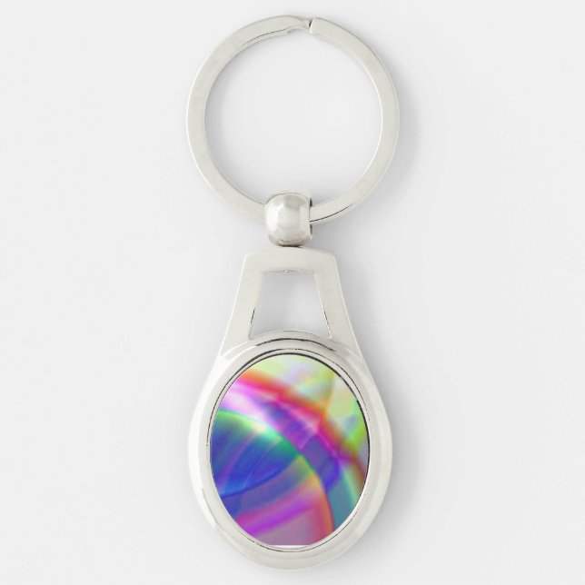 Rainbow Swirls Metal Key Chain (Front)