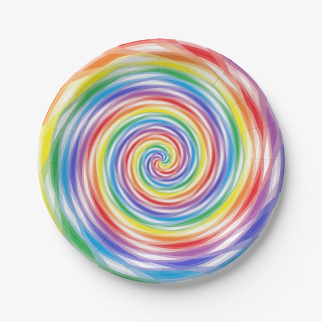Rainbow Swirls Paper Plate (Front)