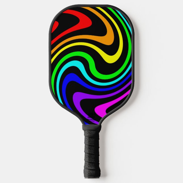 Rainbow Swirls Pickleball Paddle (Front)