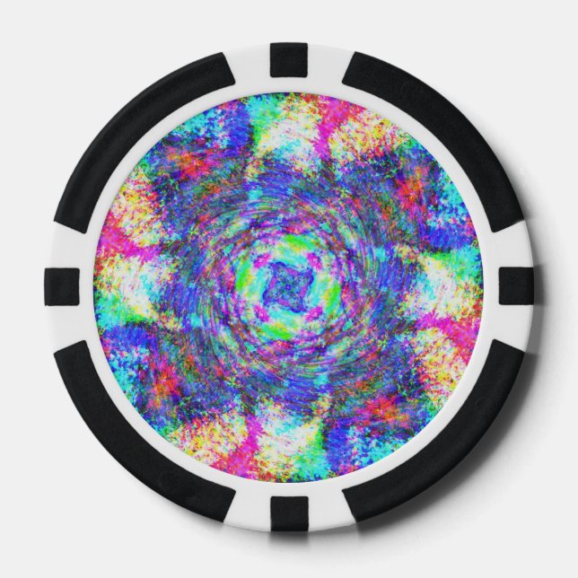 Rainbow Swirls Poker Chips (Front)