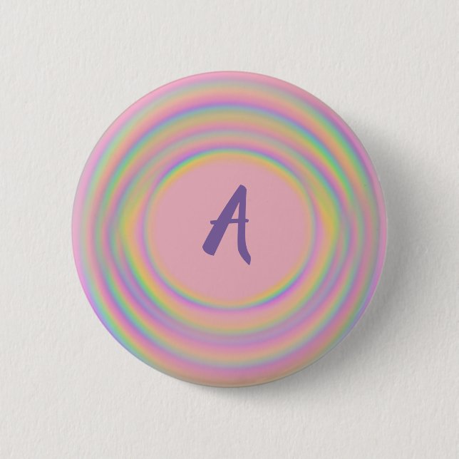 Rainbow Swirls with Monogram 6 Cm Round Badge (Front)