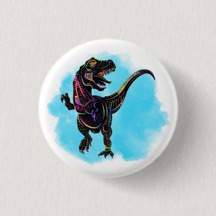 Rainbow T-Rex 3 Cm Round Badge