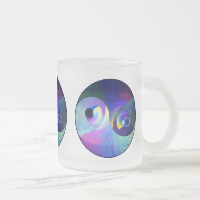 Rainbow Taijitu Yin Yang Frosted Glass Coffee Mug (Right)