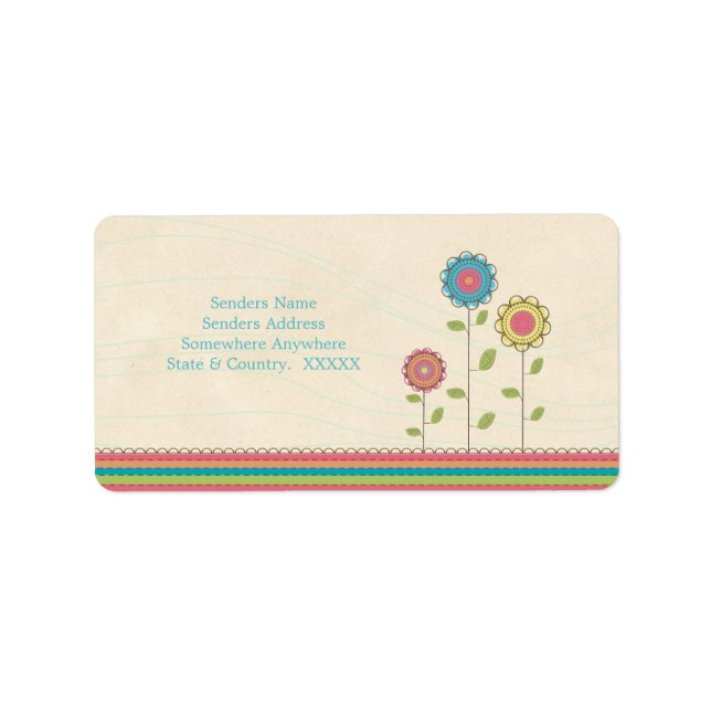 Rainbow Tall Flowers Address Labels (Front)