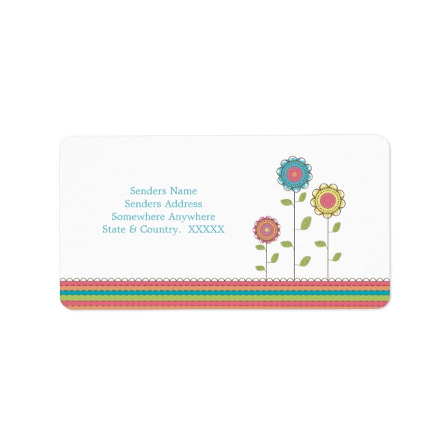 Rainbow Tall Flowers Address Labels (Front)