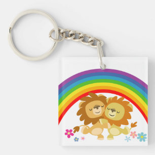 Rainbow Tango-Cute Cartoon Lions Acrylic Keychain