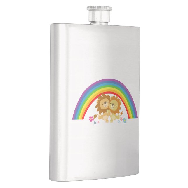 Rainbow Tango-Cute Cartoon Lions Classic Flask (Right)