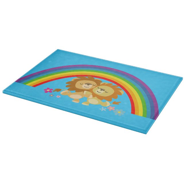 Rainbow Tango-Cute Cartoon Lions Cutting Board (Corner)
