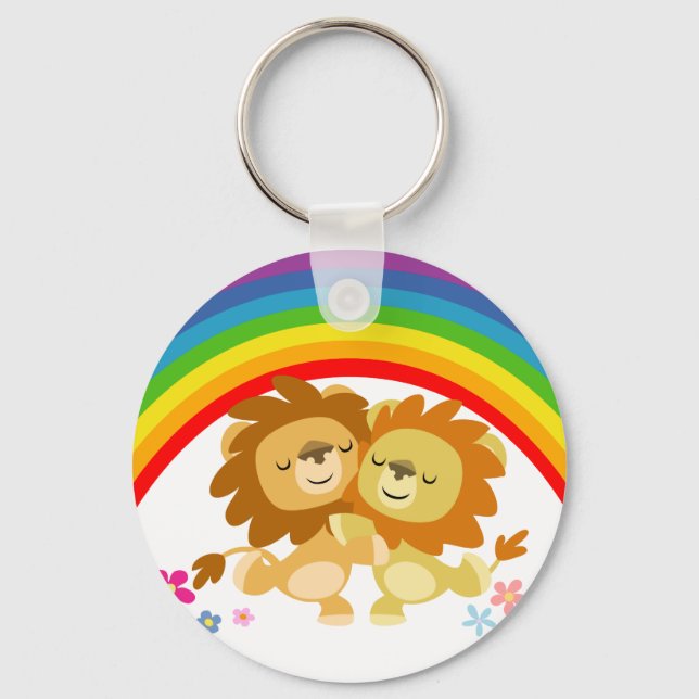 Rainbow Tango-Cute Cartoon Lions Keychain (Front)