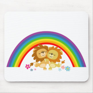 Rainbow Tango-Cute Cartoon Lions Mousepad