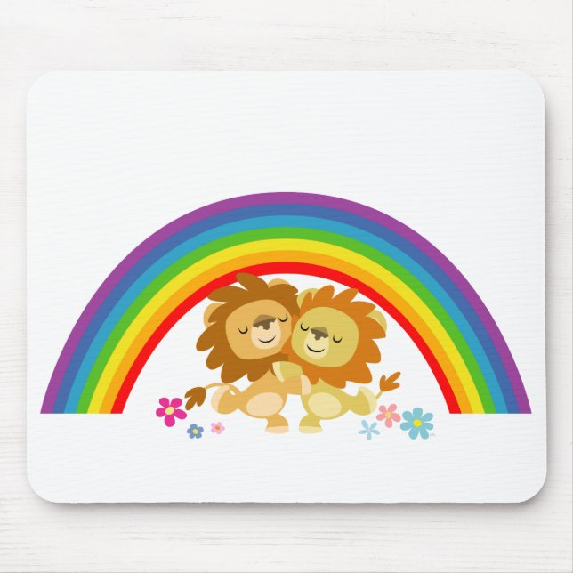 Rainbow Tango-Cute Cartoon Lions Mousepad (Front)