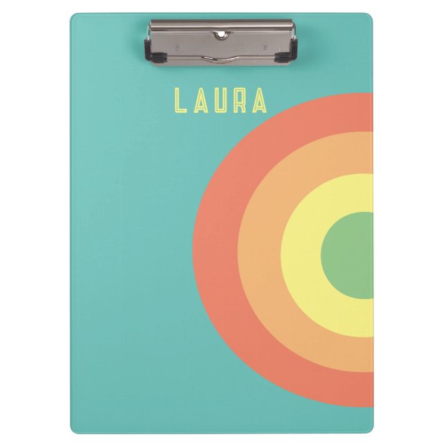 rainbow target retro 80s Clipboard (Front)