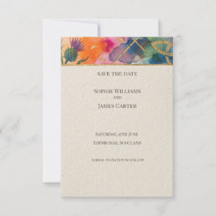 Rainbow Tartan Save the Date Card