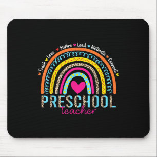 Rainbow Teach Love Inspire Preschool Teacher Back Mouse Mat