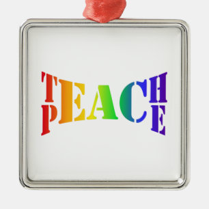 Rainbow Teach Peace Metal Tree Decoration