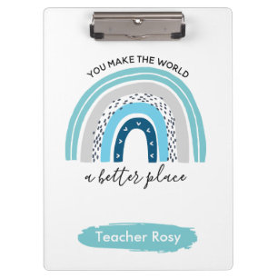 Rainbow Teacher Clipboards Boho Blue Personalised