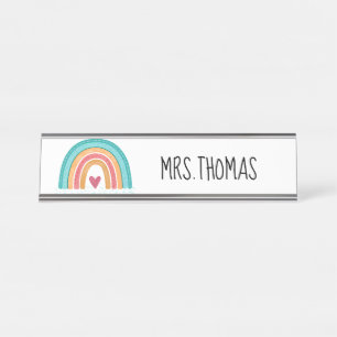 Rainbow Teacher Desk Nameplate – Custom Name Sign