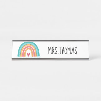 Rainbow Teacher Desk Nameplate – Custom Name Sign