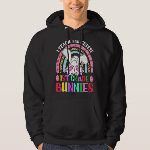 Rainbow Teacher I Teach The Cutest 1st Grade Bunni Hoodie