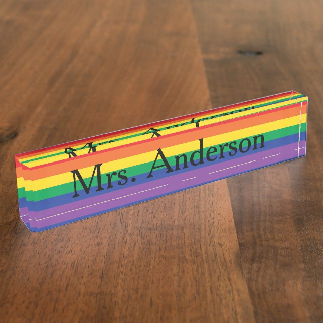 Rainbow Teacher Nameplate for desk (Side)