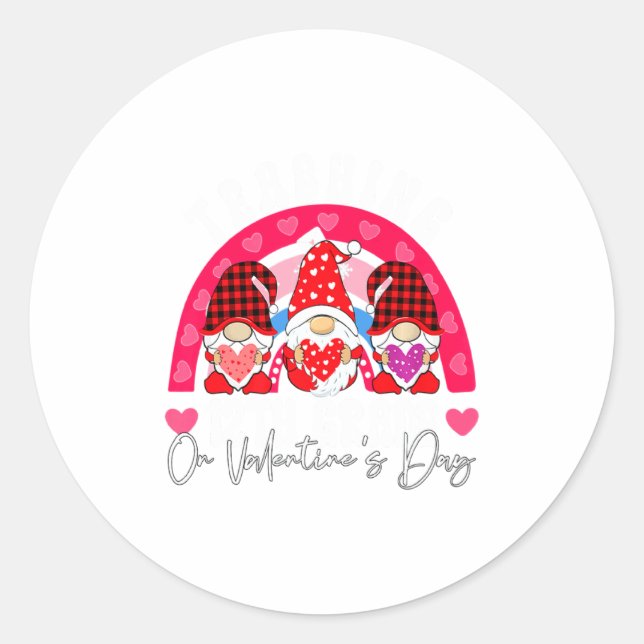 Rainbow Teaching 12th Grade On Valentines Day Tea  Classic Round Sticker (Front)