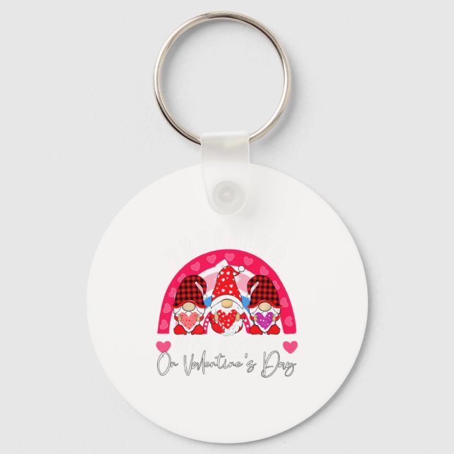 Rainbow Teaching 4th Grade On Valentines Day Teac  Key Ring (Front)