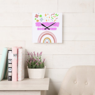 Rainbow Teaching is a work of heart Square Wall Clock