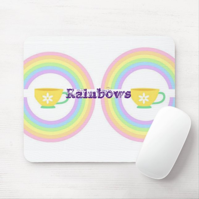 Rainbow Teacup Mouse Pad! Mat (With Mouse)