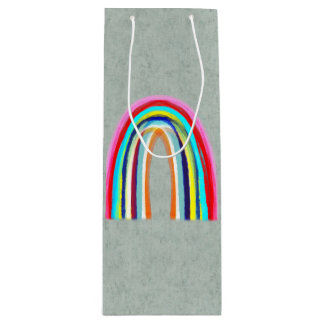 RAINBOW TEAL GREEN WINE GIFT BAG