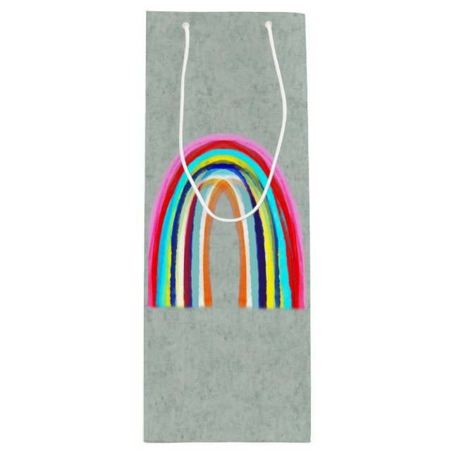 RAINBOW TEAL GREEN WINE GIFT BAG (Front)