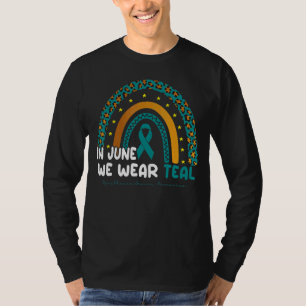 Rainbow Teal Leopard Myasthenia Gravis Awareness W T-Shirt