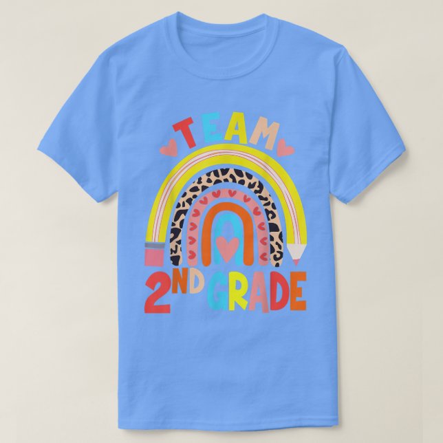 Rainbow Team 2nd Second Grade Back To School Teach T-Shirt (Design Front)